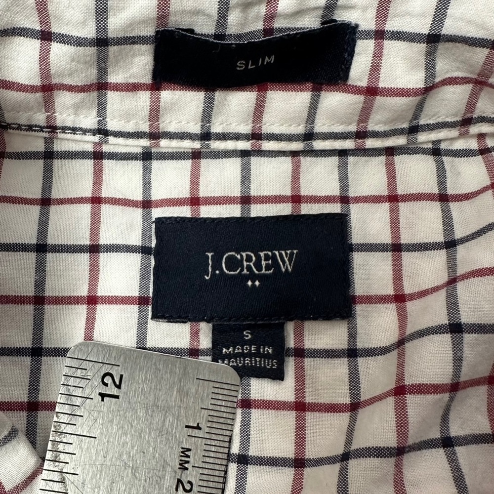 Vtg J. Crew Shirt Mens 100% Cotton White Check Button Down Slim Fit ~ Size Small - Picture 3 of 5